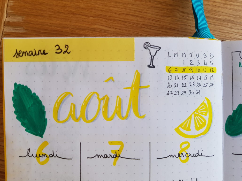 Crayon Vert Sur Papier Pointillé Pour Faire Du Bullet Journal