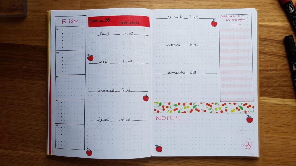 planning hebdomadaire bullet journal